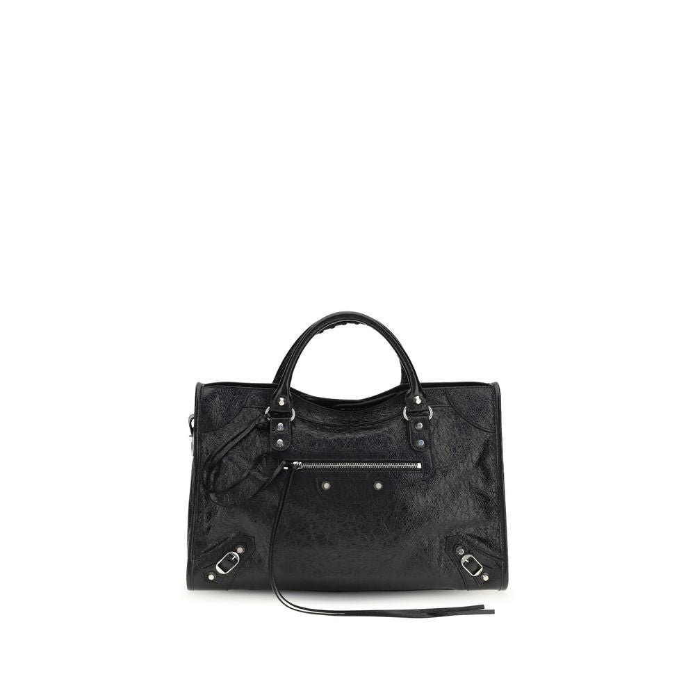 Balenciaga Icon Le City Brass Zamak & Calf Leather Medium Shoulder Bag - Black