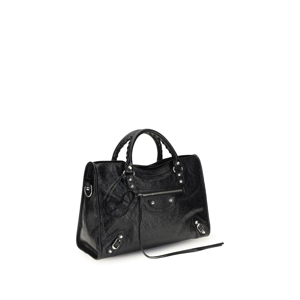 Balenciaga Icon Le City Brass Zamak & Calf Leather Medium Shoulder Bag - Black