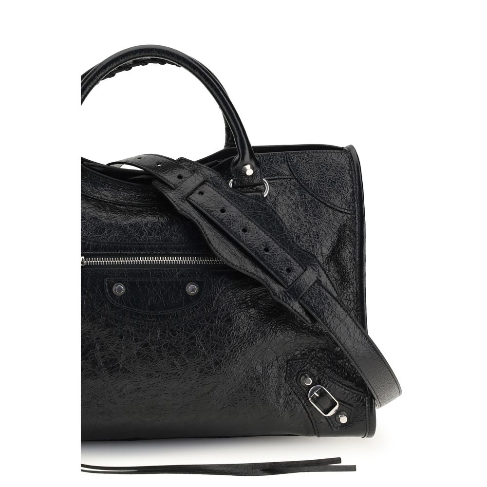 Balenciaga Icon Le City Brass Zamak & Calf Leather Medium Shoulder Bag - Black