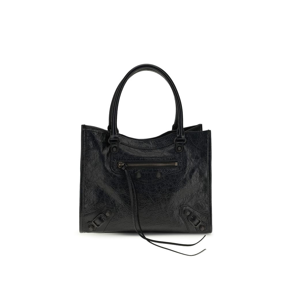 Balenciaga Le City The Tote Brass Zamak & Calf Leather Mini Shoulder Bag - Black