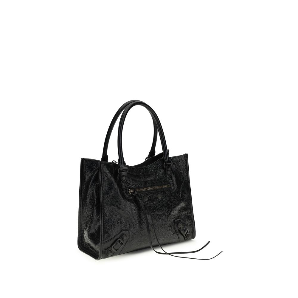 Balenciaga Le City The Tote Brass Zamak & Calf Leather Mini Shoulder Bag - Black