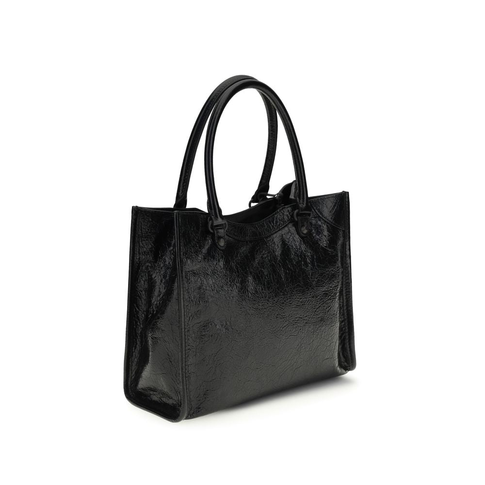 Balenciaga Le City The Tote Brass Zamak & Calf Leather Mini Shoulder Bag - Black