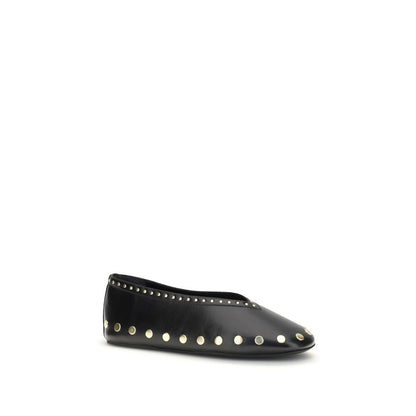 Ballet Flat Shoes by Ganni for women in viscose tu & polyurethane black & gold presents a impeccable silhouette as Jenny Women's Viscose TU & Polyurethane Ballet Flat Shoes, artfully designed with a and a impeccable for a refined, upscale finish.