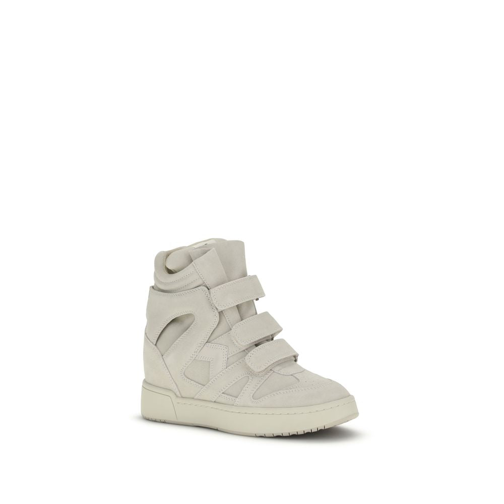 Sneakers by Isabel Marant for women in bos taurus suede calf leather beige features a chic design, perfectly showcasing the chic fashion style of this Women's Fashion Bos Taurus Suede Calf Leather Sneakers.