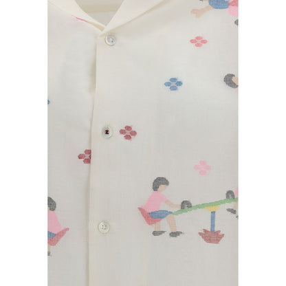 Shirt by Baziszt for women in cotton white & patterned features an architectural silhouette with a refined and elegant for a architectural look.