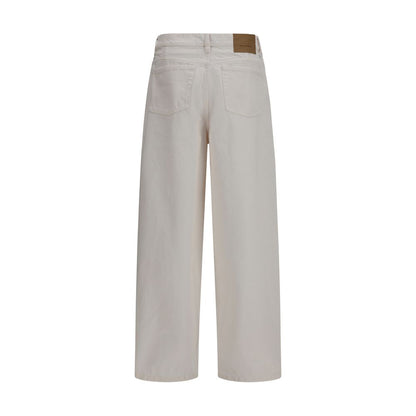 Jeans by Ami Paris for men in cotton denim white features an sartorial wide & oversized and long with a cut for a sartorial finish.