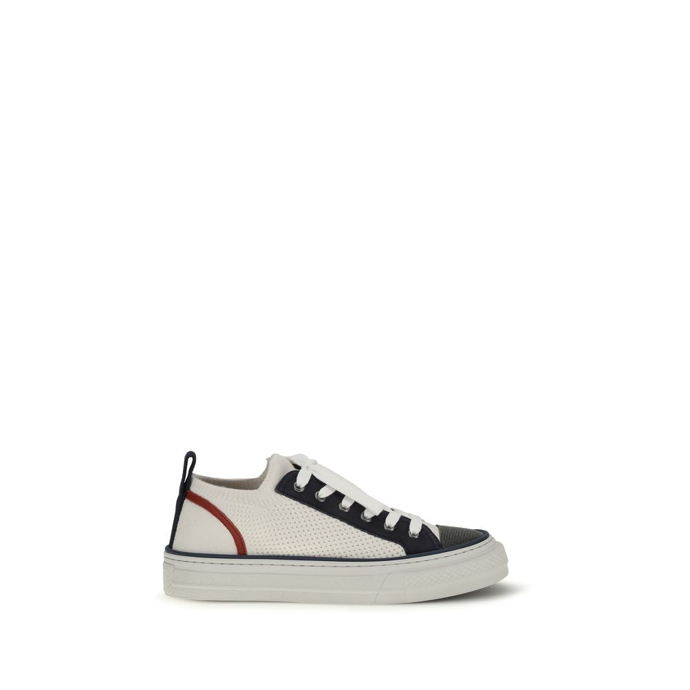 Brunello Cucinelli Women's Low Top Suede Calfskin Leather Sneakers - Multicolor