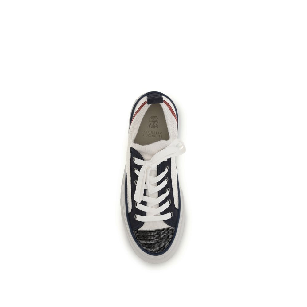 Brunello Cucinelli Women's Low Top Suede Calfskin Leather Sneakers - Multicolor