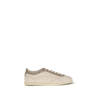 Brunello Cucinelli Men's Low Top Suede Leather & Cotton Sneakers - Beige