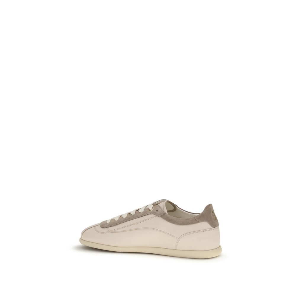 Brunello Cucinelli Men's Low Top Suede Leather & Cotton Sneakers - Beige
