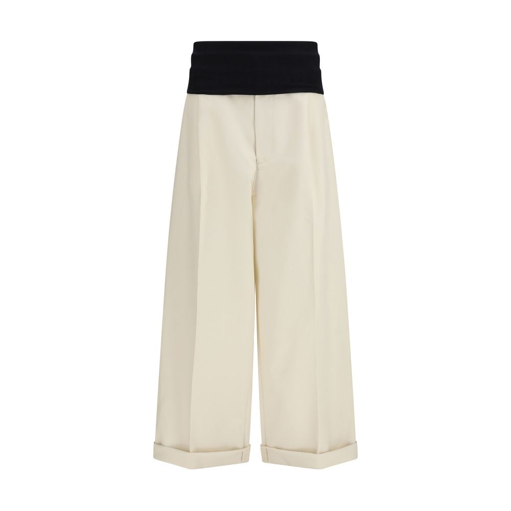 Casual Pants by Darkpark for women in cotton beige, black & white features an sophisticated and relaxed-fit, wide & oversized with a precise long, creating a sophisticated and sophisticated silhouette.