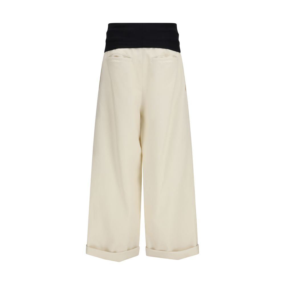 Casual Pants by Darkpark for women in cotton beige, black & white features a polished silhouette with a polished relaxed-fit, wide & oversized, reaching a polished long and finished with a polished .