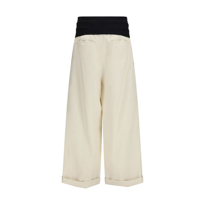 Casual Pants by Darkpark for women in cotton beige, black & white features a polished silhouette with a polished relaxed-fit, wide & oversized, reaching a polished long and finished with a polished .