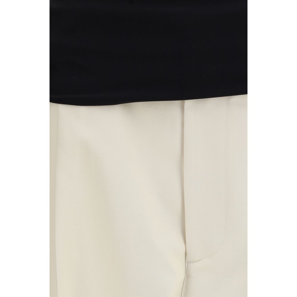 Casual Pants by Darkpark for women in cotton beige, black & white features an sartorial relaxed-fit, wide & oversized and long with a cut for a sartorial finish.
