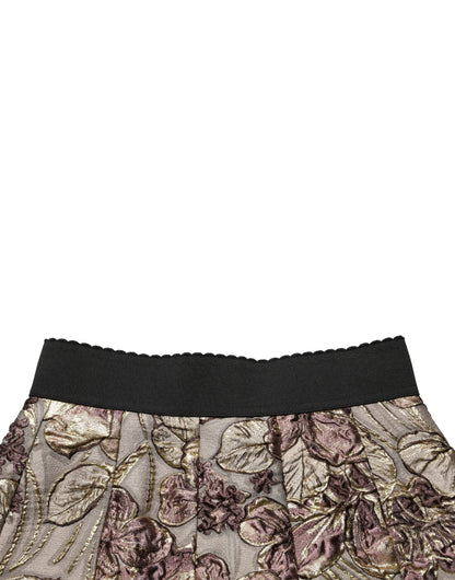 Dolce & Gabbana Multicolor Floral Jacquard A-LineMini Skirt
