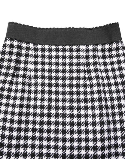 Dolce & Gabbana Black White Houndstooth HighWaist Mini Skirt