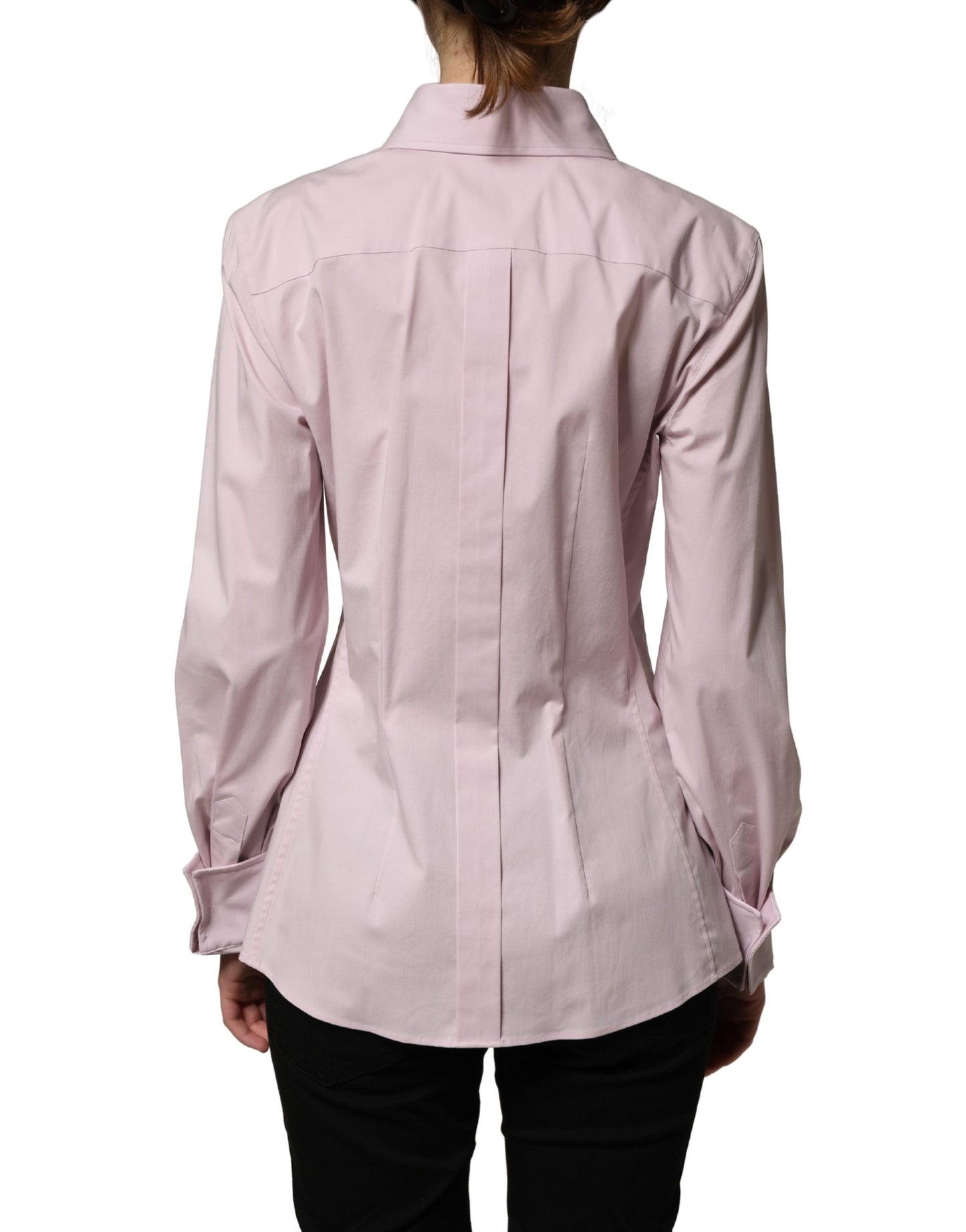 Dolce & Gabbana Pink Cotton Long Sleeves Collared Shirt Top