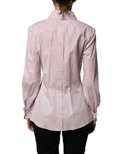 Dolce & Gabbana Pink Cotton Long Sleeves Collared Shirt Top