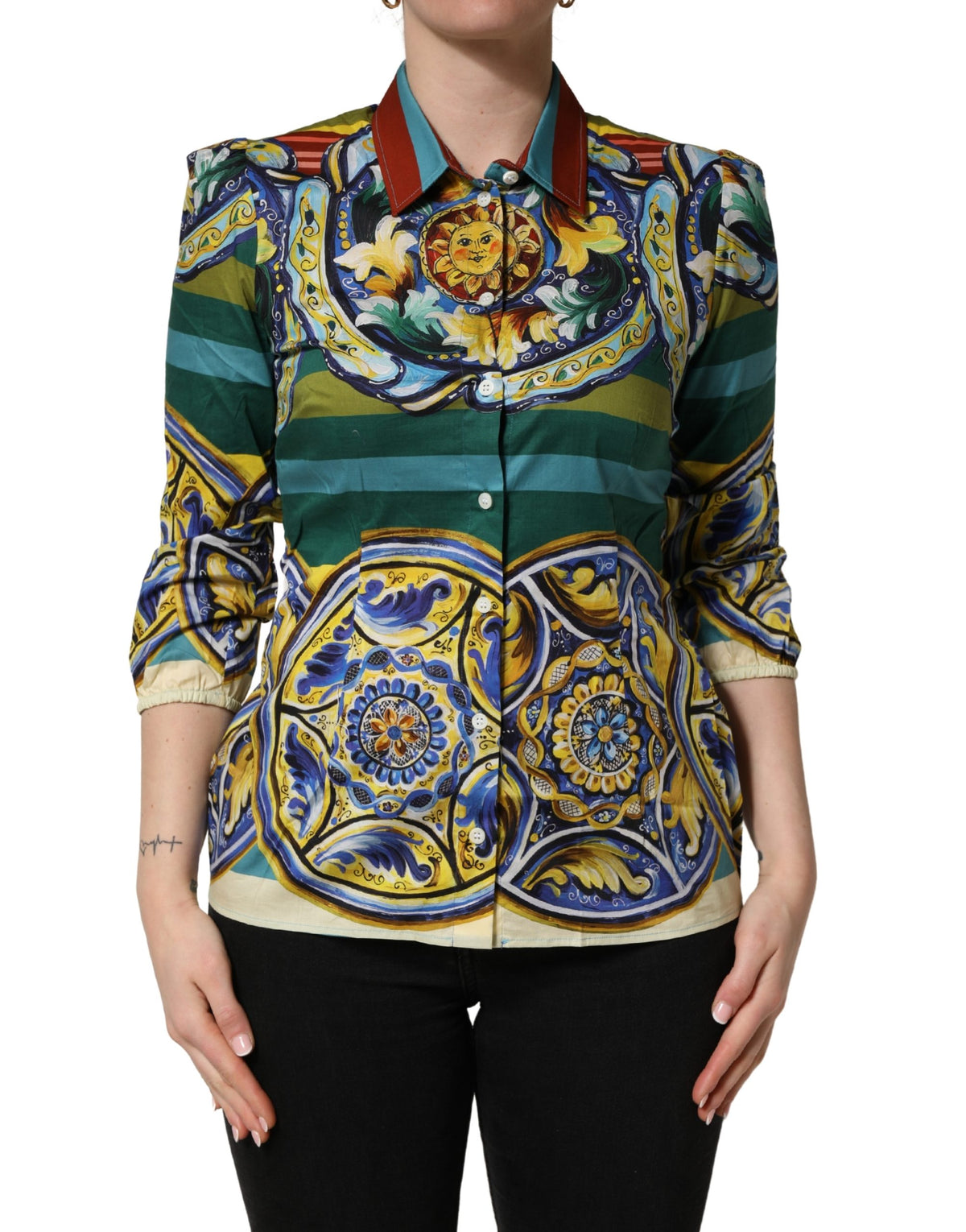 Dolce & Gabbana Women's Stretch Cotton Blouse - Multicolor Print