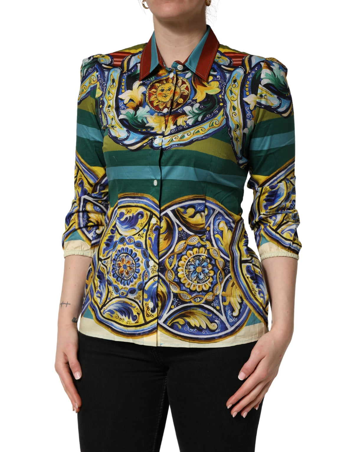 Dolce & Gabbana Women's Stretch Cotton Blouse - Multicolor Print