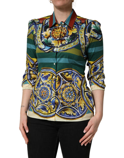 Dolce & Gabbana Women's Stretch Cotton Blouse - Multicolor Print