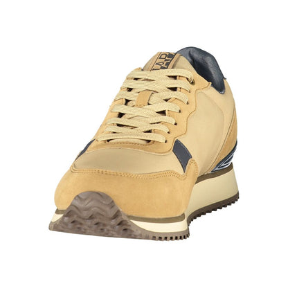 Athletic Sneakers by Napapijri for men in polyester & polyurethane brown presents a sleek silhouette, perfectly capturing the athletic style essence of Men's Athletic Polyester & Polyurethane Sneakers with its sleek design and premium finish.