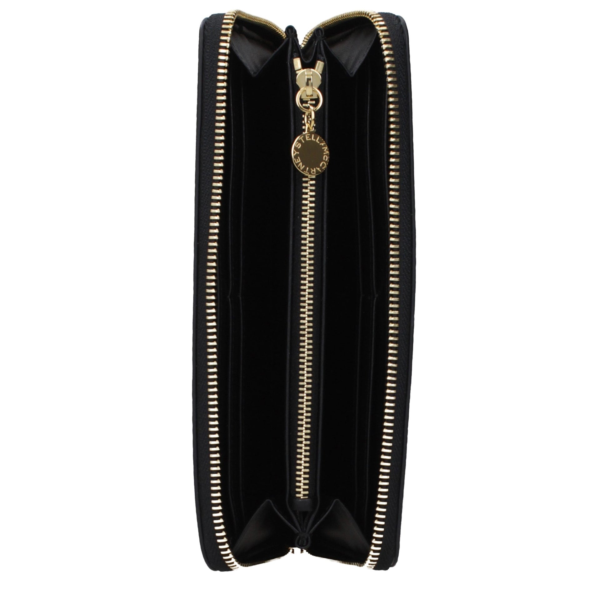 Wallet by Stella McCartney for women in leather black presents a refined silhouette, artfully capturing the essence of the Leather Wallet design with sophisticated eco-friendly for a refined look.