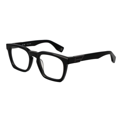 Eyeglasses Frames by Police for men in cellulose acetate and black showcases a refined silhouette, detailed with a black coloured frame finish and a sophisticated full-frame frame design.