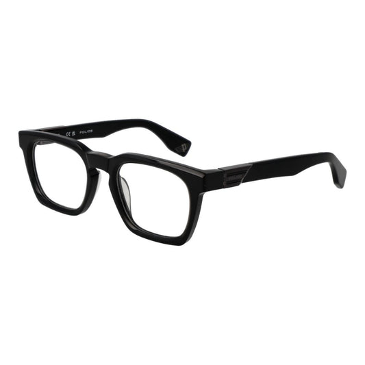 Eyeglasses Frames by Police for men in cellulose acetate and black showcases a refined silhouette, detailed with a black coloured frame finish and a sophisticated full-frame frame design.