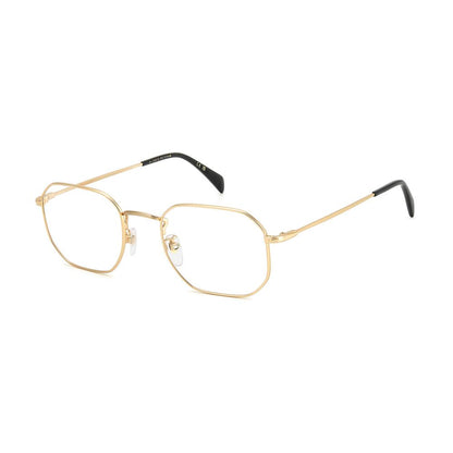 Eyeglasses Frames by David Beckham for men in metal gold features an refined silhouette, showcasing the refined gold coloured frame and sophisticated full-frame frame design.