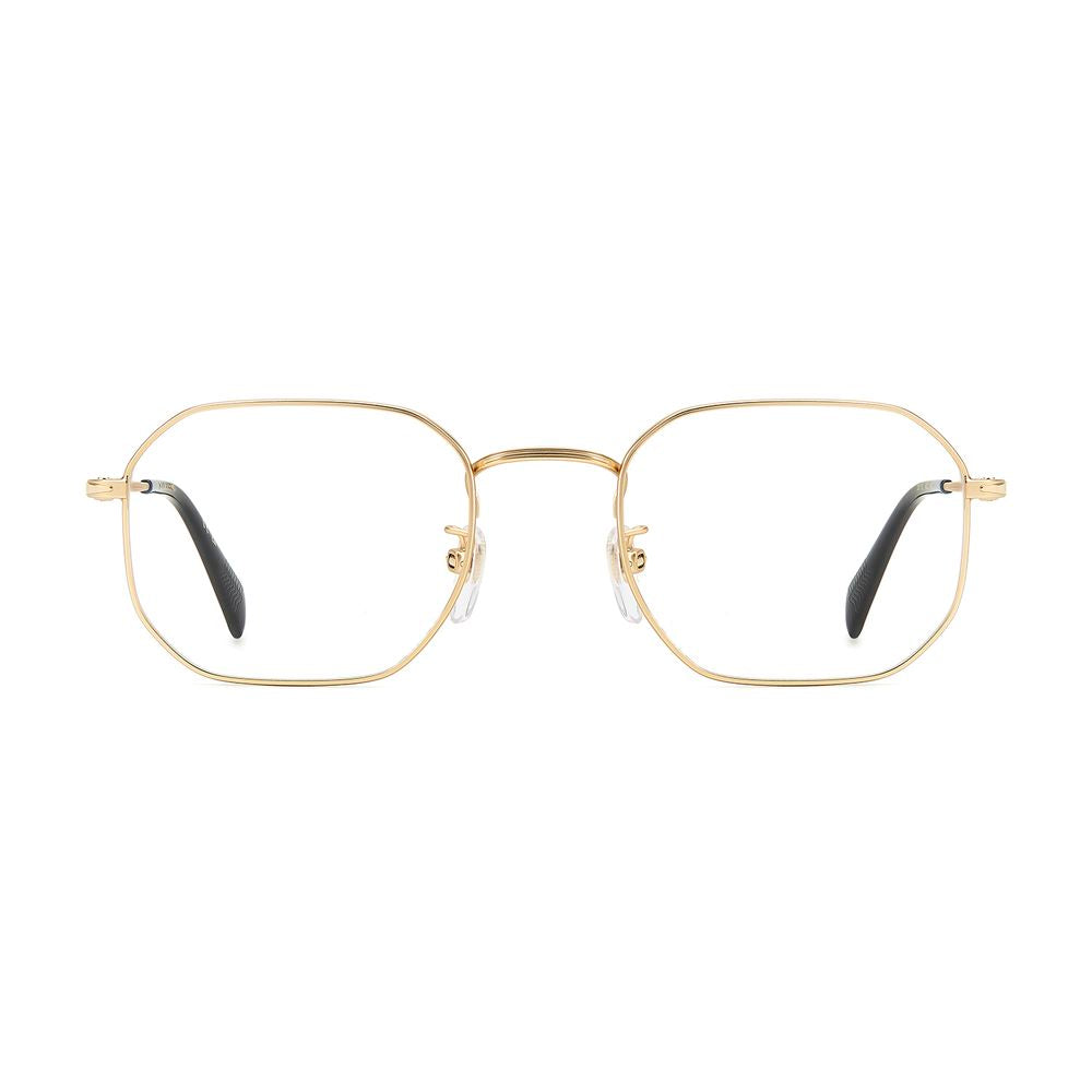 Eyeglasses Frames by David Beckham for men in metal gold showcases a refined full-frame frame design with a refined gold coloured frame finish for a refined and sophisticated look.