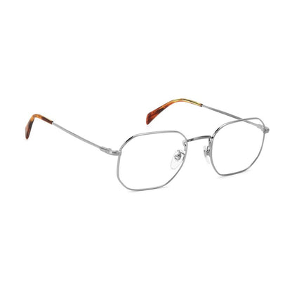 Eyeglasses Frames by David Beckham for men in metal silver showcases a reflective silhouette, artfully incorporating a sophisticated silver coloured frame with a distinct full-frame frame design.