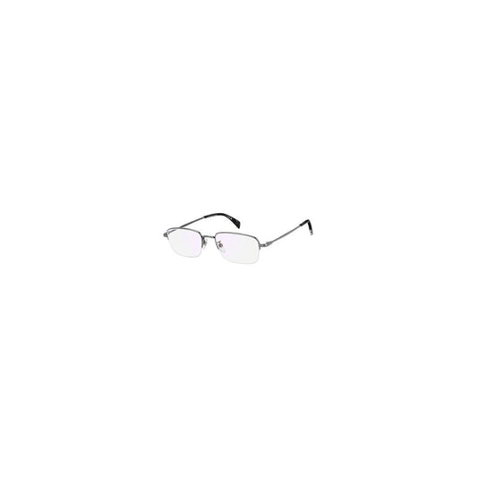 Eyeglasses Frames by David Beckham for men in titanium gray showcases a reflective silhouette, artfully incorporating a sophisticated gunmetal coloured frame with a distinct half-frame frame design.