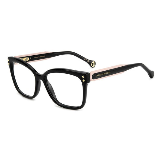 Eyeglasses Frames by Carolina Herrera for women in acetate and black showcases a refined silhouette, detailed with a black coloured frame finish and a sophisticated full-frame frame design.