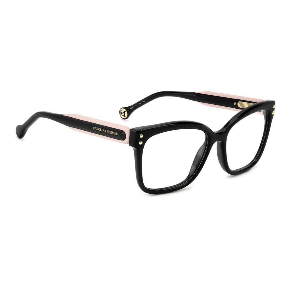 Eyeglasses Frames by Carolina Herrera for women in acetate and black showcases an refined full-frame frame design featuring a sophisticated black coloured frame for an refined and refined aesthetic.