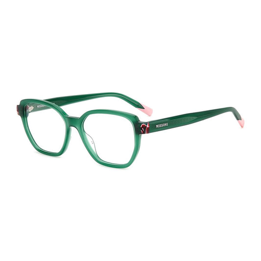 Eyeglasses Frames by Missoni for women in multicolor features an refined silhouette, showcasing a sophisticated green coloured frame and refined full-frame frame design for a refined look.