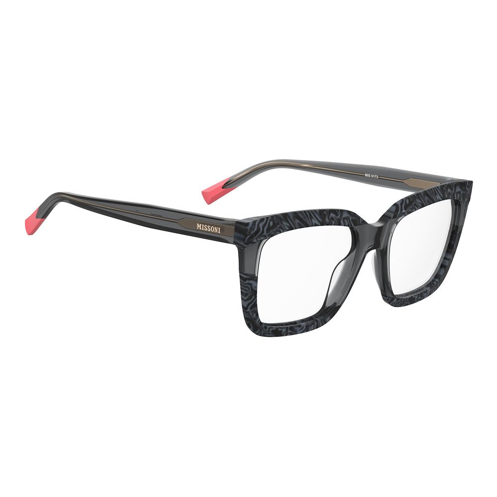Eyeglasses Frames by Missoni for women in multicolor showcases a reflective silhouette, artfully incorporating a sophisticated multicolor coloured frame with a distinct full-frame frame design.