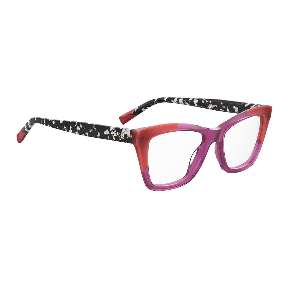 Eyeglasses Frames by Missoni for women in pink features an refined silhouette, showcasing a sophisticated rose coloured frame and refined full-frame frame design for a refined look.