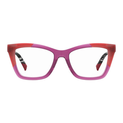 Eyeglasses Frames by Missoni for women in pink showcases a reflective silhouette, artfully incorporating a sophisticated rose coloured frame with a distinct full-frame frame design.