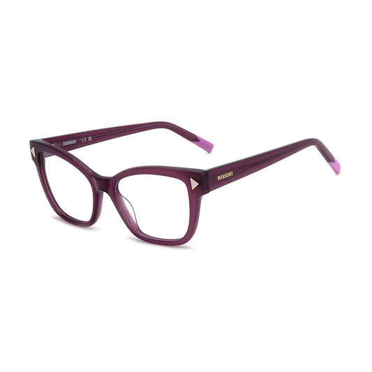 Eyeglasses Frames by Missoni for women in acetate and purple showcases a refined silhouette, detailed with a purple coloured frame finish and a sophisticated full-frame frame design.