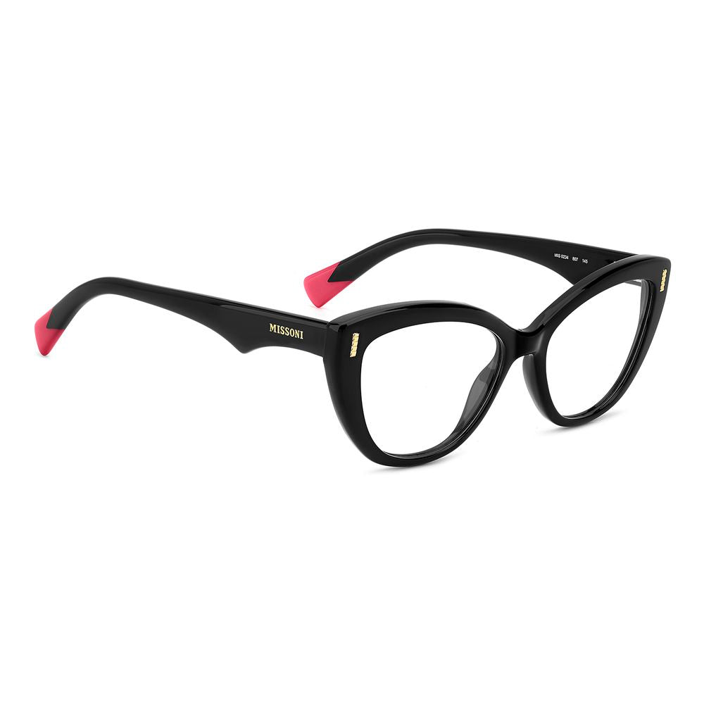Eyeglasses Frames by Missoni for women in black showcases a refined full-frame frame design with a refined black coloured frame finish for a refined and sophisticated look.