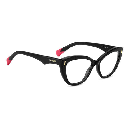 Eyeglasses Frames by Missoni for women in black showcases a refined full-frame frame design with a refined black coloured frame finish for a refined and sophisticated look.
