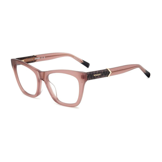 Eyeglasses Frames by Missoni for women in acetate pink features an refined silhouette, showcasing a sophisticated rose coloured frame and refined full-frame frame design for a refined look.