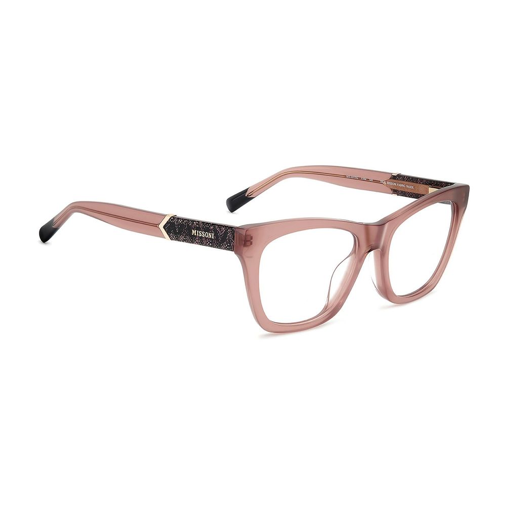 Eyeglasses Frames by Missoni for women in acetate pink features a refined silhouette, showcasing a refined rose coloured frame and full-frame frame design for a sophisticated, premium look.