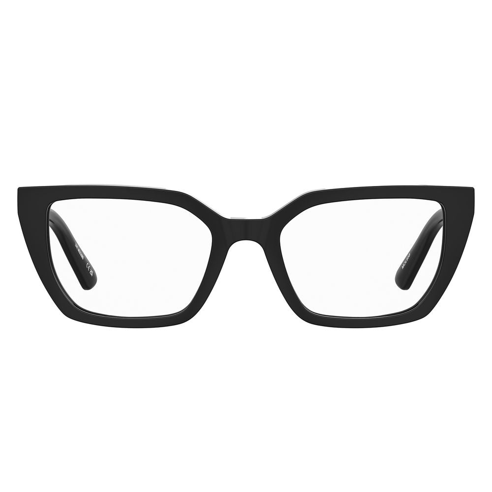 Eyeglasses Frames by Love Moschino for women in acetate black features an refined silhouette, showcasing a sophisticated black coloured frame and refined full-frame frame design for a refined look.