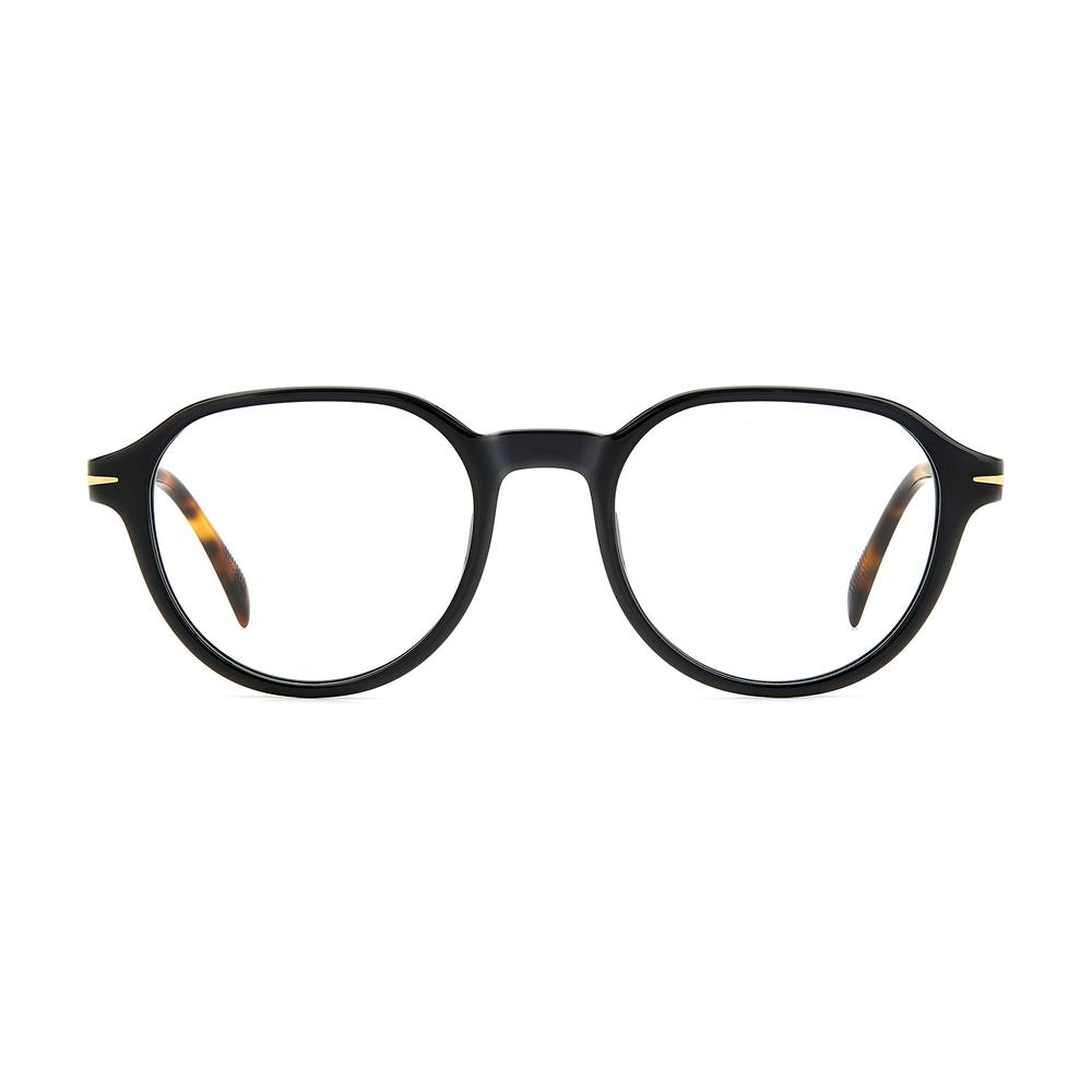 Eyeglasses Frames by David Beckham for men in acetate black features an refined silhouette, showcasing a sophisticated black coloured frame and refined full-frame frame design for a refined look.