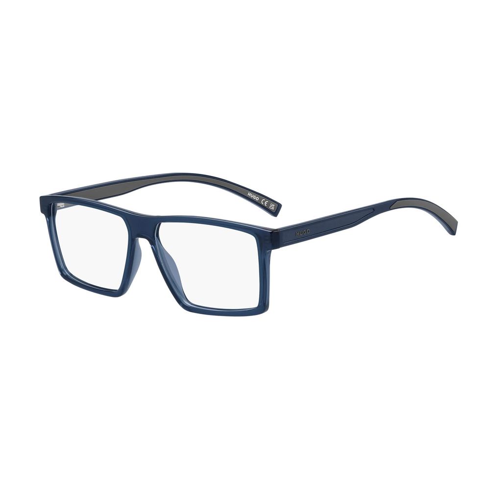 Eyeglasses Frames by Hugo Boss for men in plastic blue features an refined silhouette, showcasing a sophisticated blue coloured frame and refined full-frame frame design for a refined look.