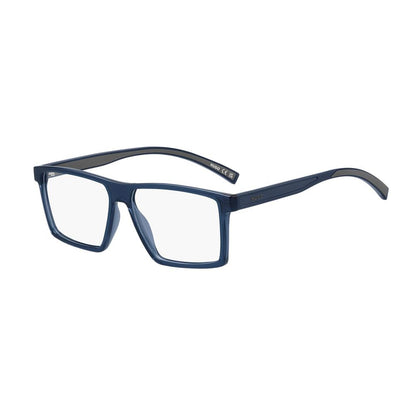 Eyeglasses Frames by Hugo Boss for men in plastic blue features an refined silhouette, showcasing a sophisticated blue coloured frame and refined full-frame frame design for a refined look.