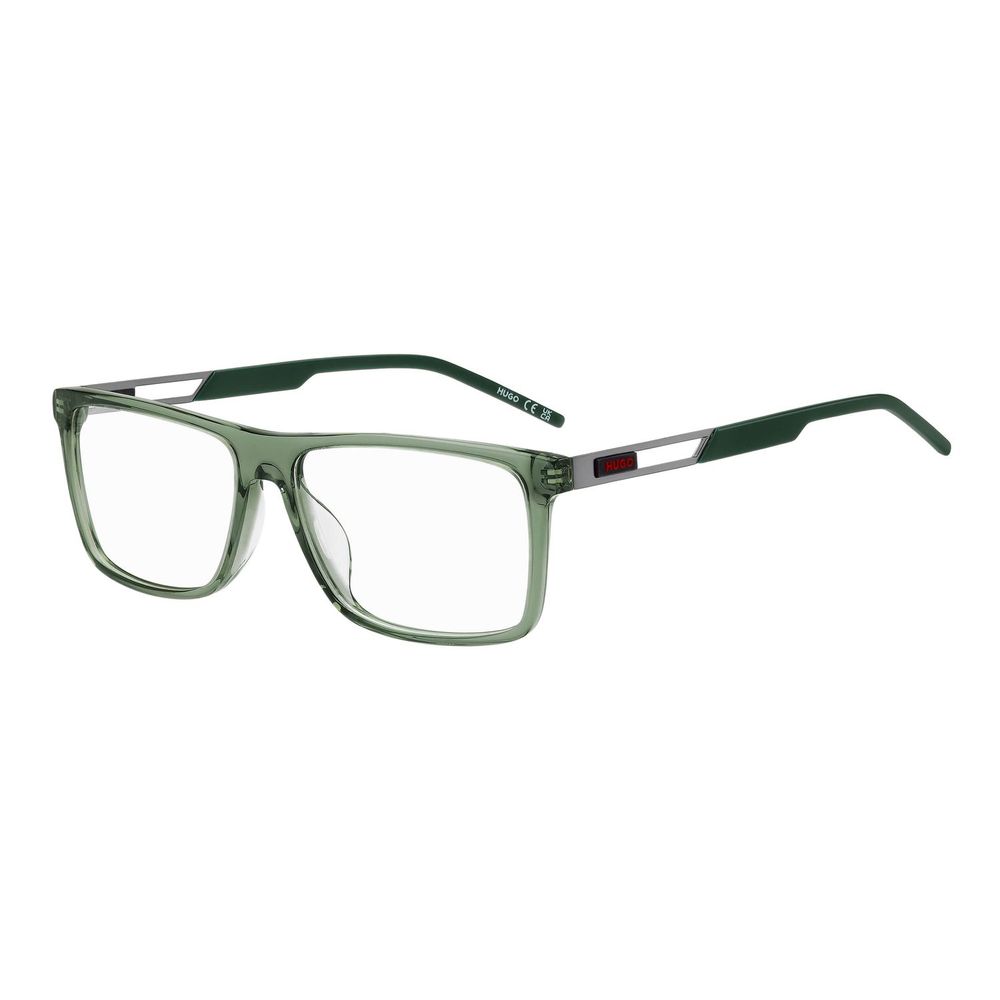 Eyeglasses Frames by Hugo Boss for men in acetate and green showcases an refined full-frame frame design featuring a sophisticated olive coloured frame for an refined and refined aesthetic.