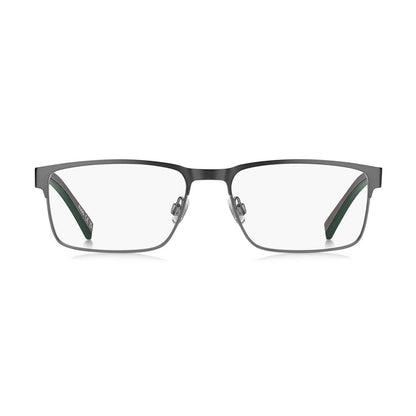 Eyeglasses Frames by Hugo Boss for men in aluminium gray showcases a reflective silhouette, artfully incorporating a sophisticated gunmetal coloured frame with a distinct full-frame frame design.